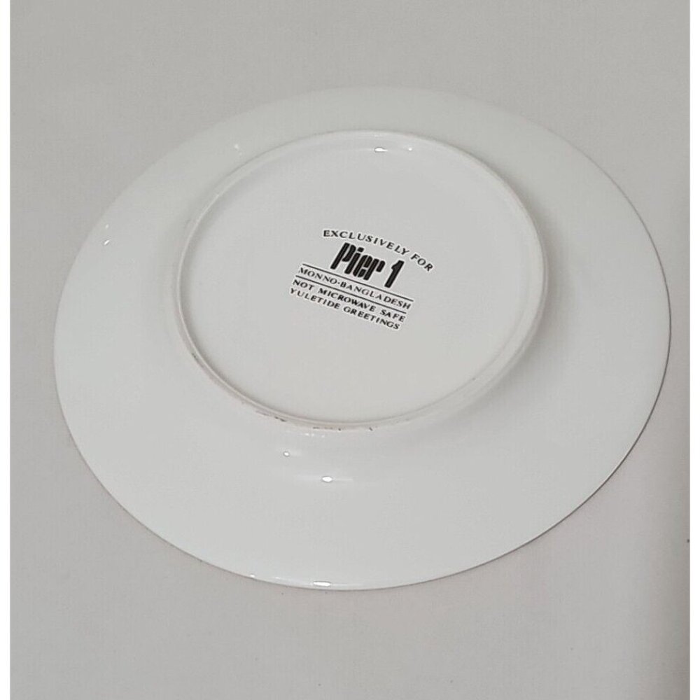 Pier 1 Yuletide Greetings Dessert Plate 6" bread plate gold gilding Christmas - Picture 4 of 7